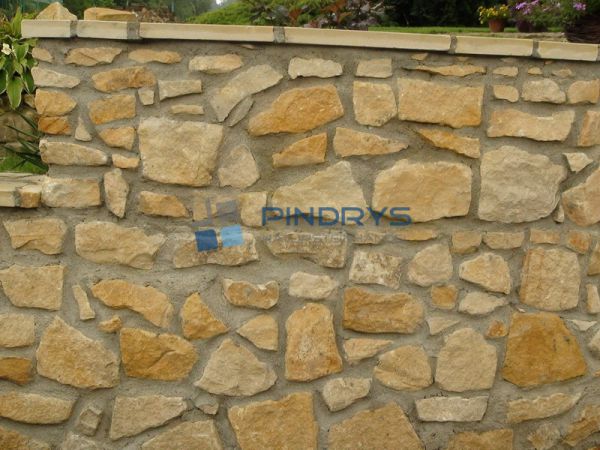Sandstein Bruchsteine gelb, ocker, hell, Gartensteine